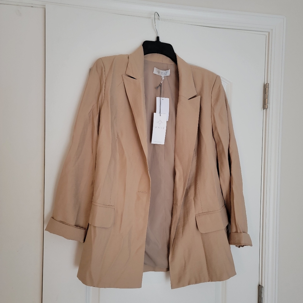 🆕️🤎 WAYF Betty Notched Lapel Blazer Beige Tan Classic Tan - Picture 10 of 12